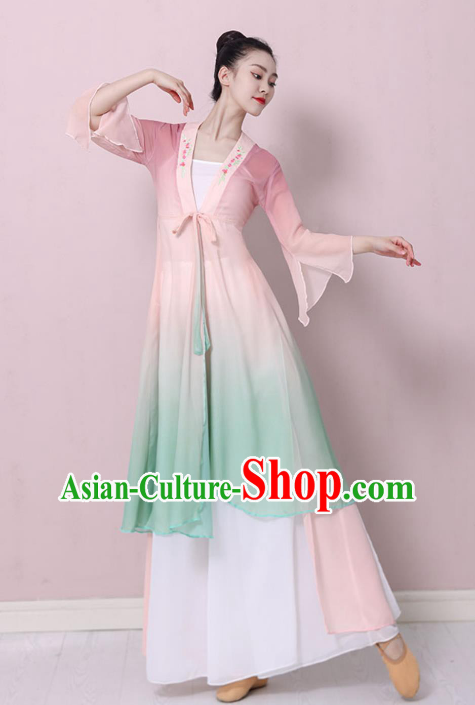 Top Classical Dance Costume Women Group Dance Clothing Chinese Stage Performance Umbrella Dance Dress