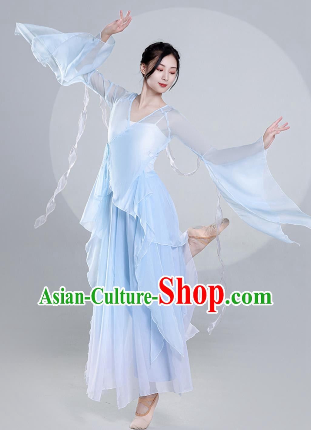 Top Stage Performance Light Blue Dress Chinese Classical Dance Costume Women Group Dance Clothing