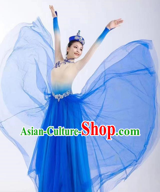 Mongolian Dance Costumes The Splendor Of Life China Ethnic Style Stage Costumes Large Swing Skirts Art Test Costumes