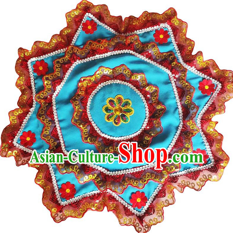 Red Edged Blue Handkerchief Flower Dance Two Person Handkerchief Dance Square Dance Special Northeast Twist Chinese Yangko Octagonal Scarf