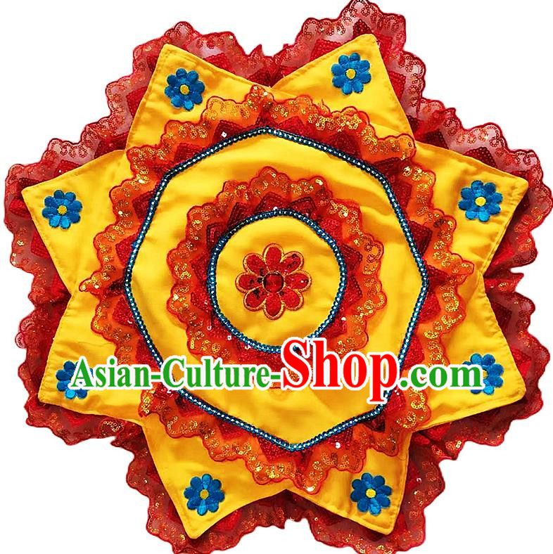 Red Edged Yellow Handkerchief Flower Dance Two Person Handkerchief Dance Square Dance Special Northeastern Chinese Yangko Octagonal Scarf