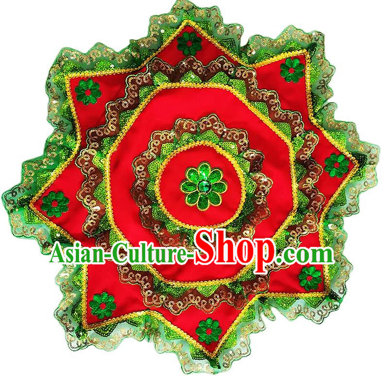 Green Edged Red Handkerchief Flower Dance Two Person Handkerchief Dance Square Dance Special Northeastern Twisted Chinese Yangko Octagonal Scarf