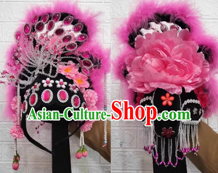 Pink Classical Dance Hair Ornaments Chinese Yangko Dance Headdress Drama Opera Hua Dan Dance Headdress Square Dance Headdress Headdress