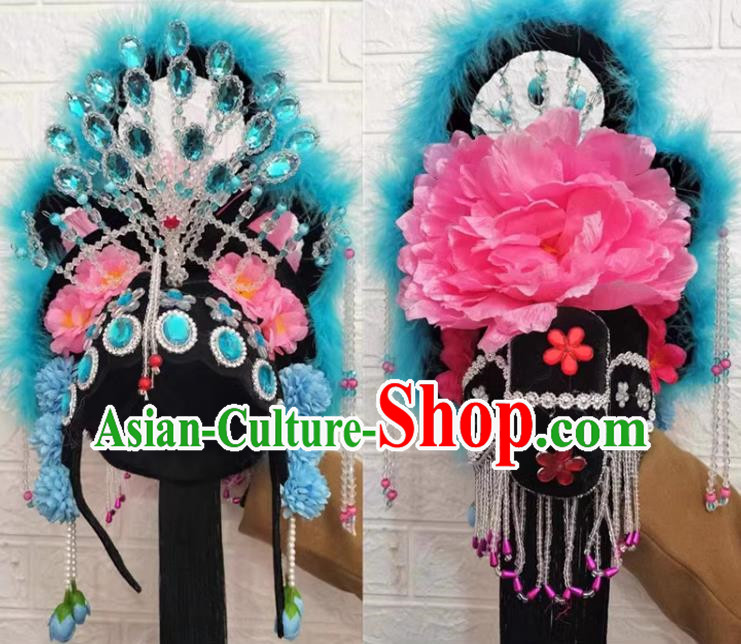 Light Blue Classical Dance Hair Ornaments Chinese Yangko Dance Headdress Drama Opera Hua Dan Dance Headdress Square Dance Headdress Headdress