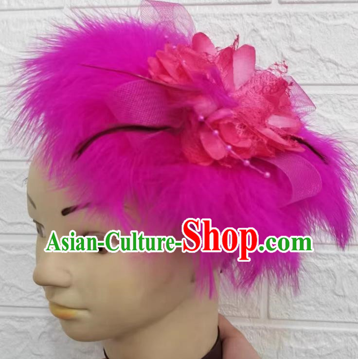 Blue Dance Headdress Feather Headdress Performance Headdress Classical Dance Headdress Chinese Yangko Headdress