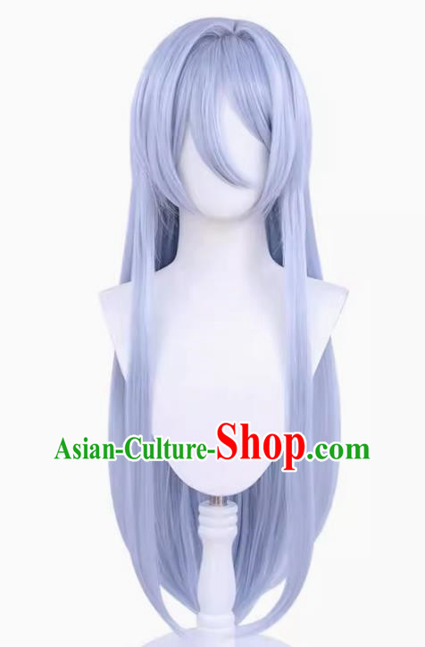 Ye Xuan Cos Wig Painted Traveler In Time and Space Light Silver Gray Blue Fluffy Side Parted Face Long Hair