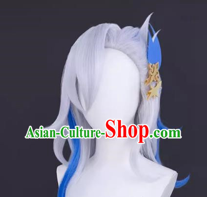 Original Fontaine God Cos Navilet Cosplay Wig With Highlighted Reversed Long Fake Hair