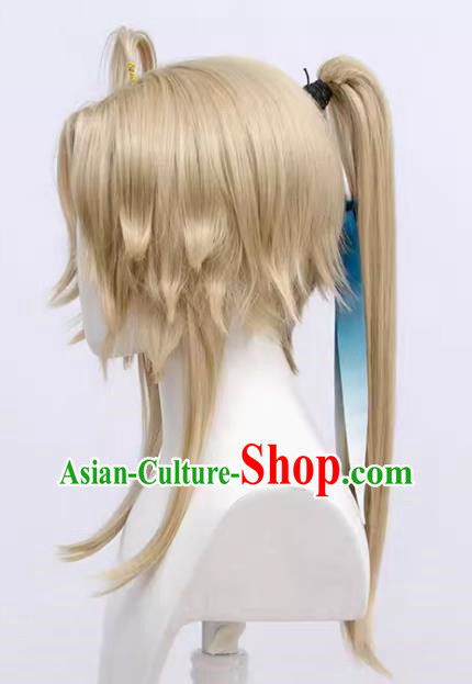 Collapse Star Railway Yanqing Cos Wig With Reversed Face and Pony Tail