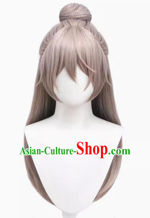 Code Name Yuan Ji Cos Wig Gray Pink Half Package Ball Head