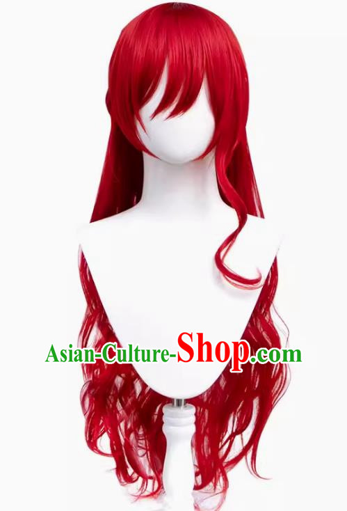 Himeko Cos Wig Collapse Star Dome Railway Hair Accessories Earrings Red Curly Hair Tiger Mouth Clip Hair Bag