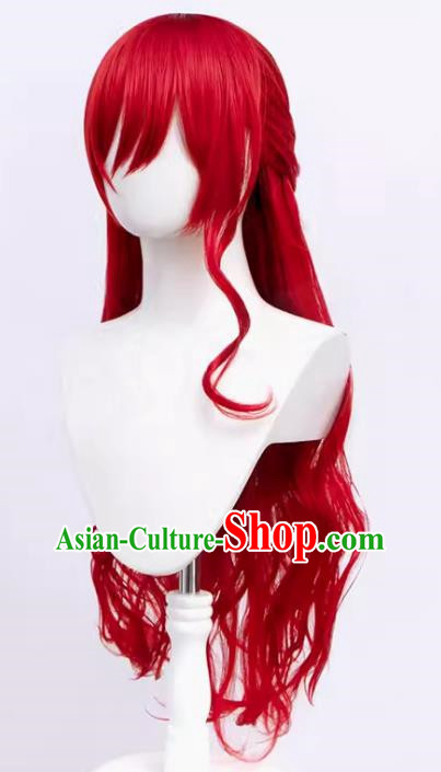 Himeko Cos Wig Collapse Star Dome Railway Hair Accessories Earrings Red Curly Hair Tiger Mouth Clip Hair Bag