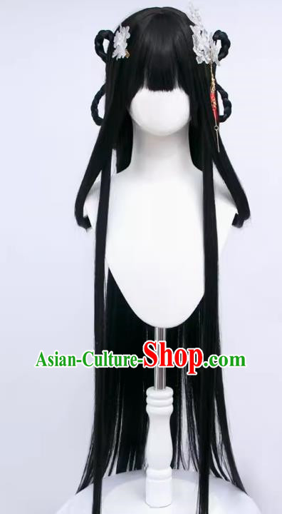 Azur Lane Yixian Cos Wig Hair Accessories Cream Hair Gel Transformation Black Long Straight Ancient Style