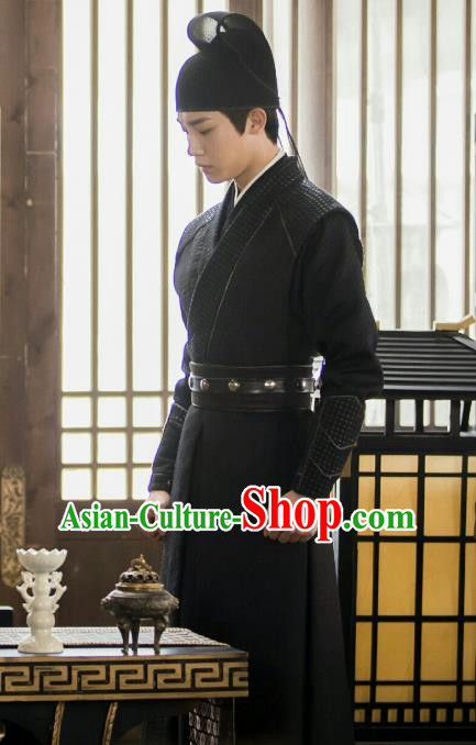 TV Series Royal Rumours Imperial Bodyguard Black Clothing Chinese Ancient Tang Dynasty Young Hero Costumes