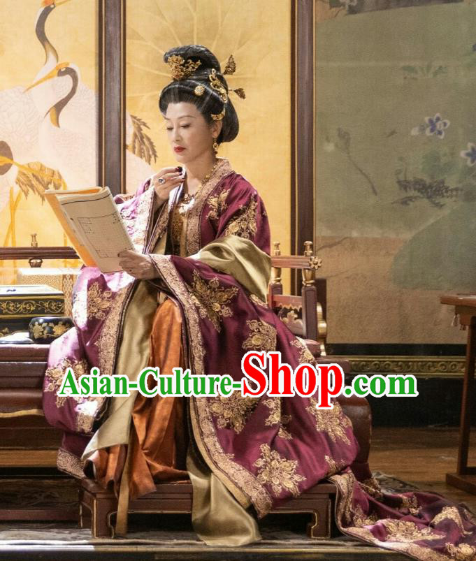 Romantic TV Series Royal Rumours Empress Dowager Dresses Chinese Ancient Tang Dynasty Queen Mother Costume