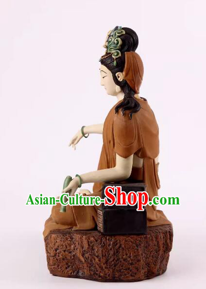 Chinese Shiwan Ceramics Buddha Arts Collection Handmade Samantabhadra Bodhisattva Statue