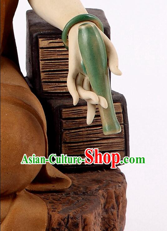 Chinese Shiwan Ceramics Buddha Arts Collection Handmade Samantabhadra Bodhisattva Statue