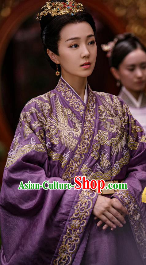 TV Series The Imperial Age Concubine Lv Costumes Chinese Ming Dynasty Empress Purple Dresses Ancient Court Woman Clothing