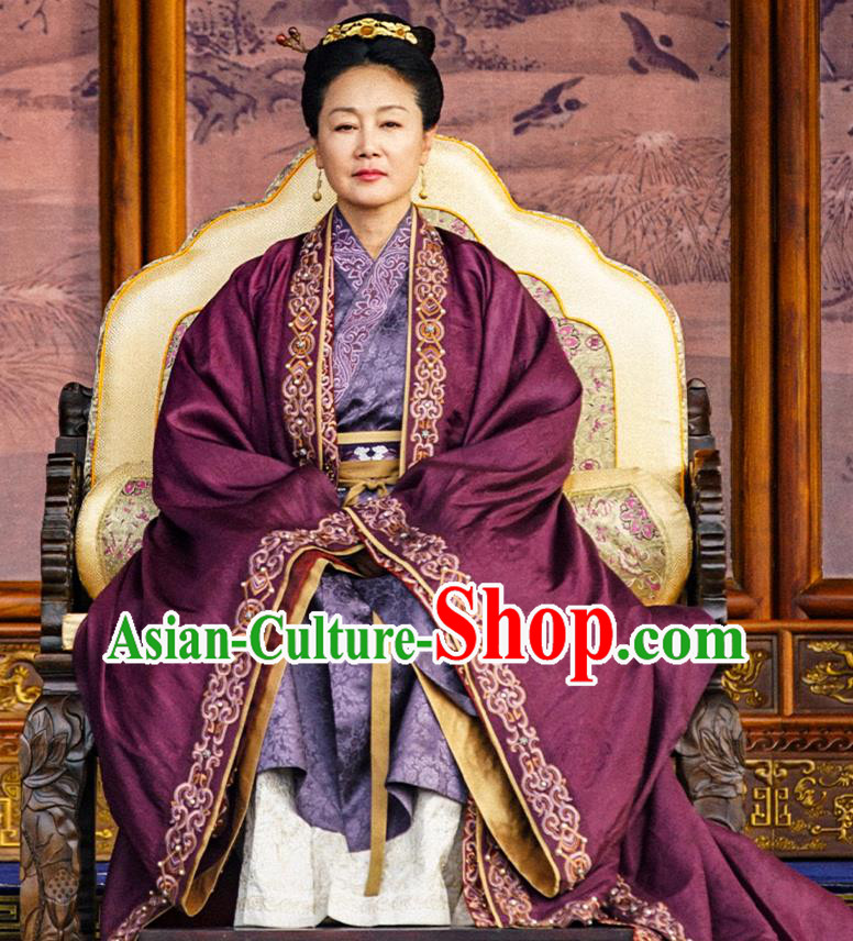 TV Series The Imperial Age Empress Ma Purple Dress Chinese Ancient Ming Dynasty Court Woman Clothing