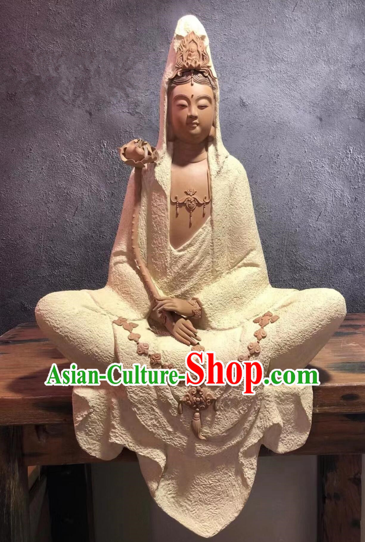 Chinese Bodhisattva Figurine Guan Yin Statue Handmade Shiwan Ceramic Sculpture