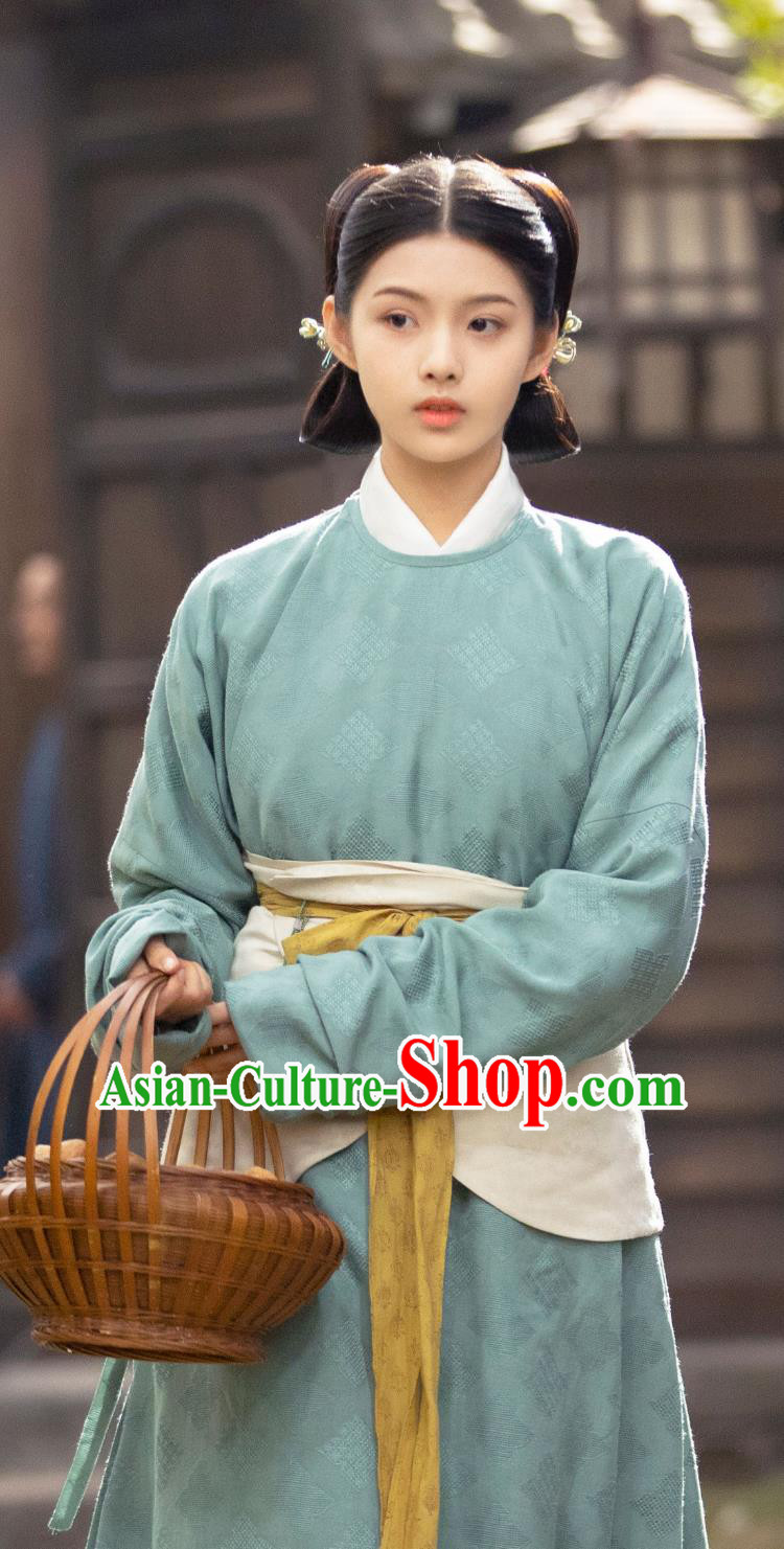 Chinese Ancient Song Dynasty Servant Lady Hanfu Clothing TV Series Scent Of Time Qian Zhi Green Costume