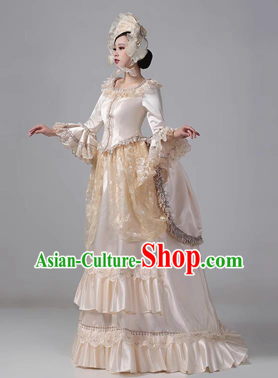 Champagne European Court Dress British Medieval Noble Retro Baroque Princess Classical Dress