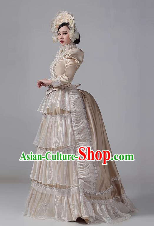 Champagne European Style Court Dress European Medieval Aristocratic Retro Costume Rococo Style Classical Princess Dress
