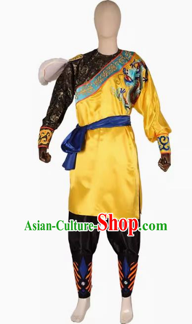 Bright Yellow Puning Yingge Team Costumes Civil And Military Sleeves Armed Color Matching Men Suits Chaoshan Martial Arts Performance Costumes Character Parade