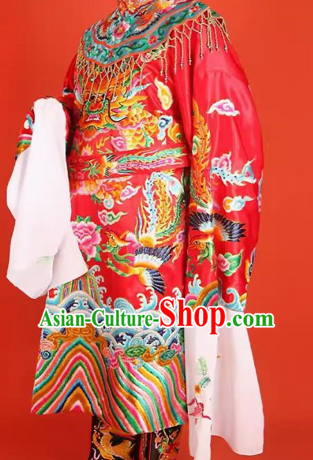 Tin Hau Temple Mazu God Statue In Soft Golden Robe With Red Embroidery Buddha Robe And The Queen Mother Divine Robe