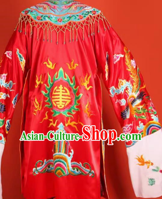 Tin Hau Temple Mazu God Statue In Soft Golden Robe With Red Embroidery Buddha Robe And The Queen Mother Divine Robe