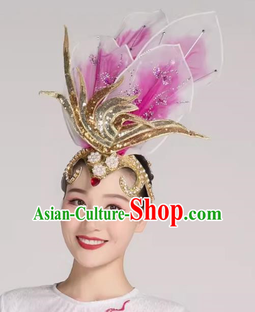 Rose Red Opening Dance Performance Headwear Adult Dance Headwear Atmospheric Catwalk Stage Performance Props