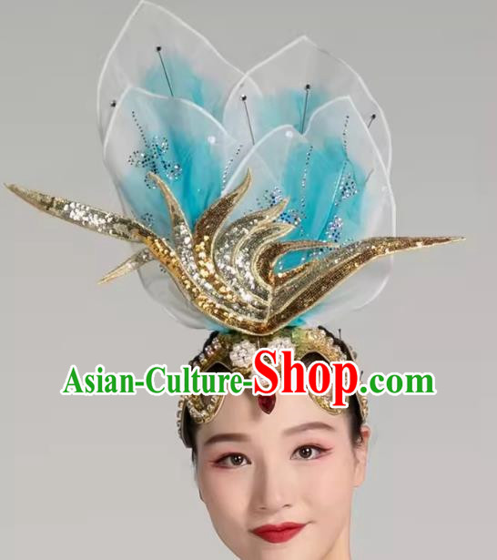 Lake Blue Opening Dance Performance Headwear Adult Dance Headwear Atmospheric Catwalk Stage Performance Props