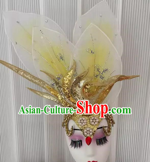 Yellow Opening Dance Performance Headwear Adult Dance Headwear Atmospheric Catwalk Stage Performance Props