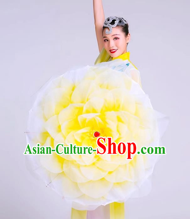Yellow Dance Prop Umbrella Peony Flower Umbrella Dance Stage Performance Umbrella Party Performance Opening Dance Stage Hand Held Flower Umbrella