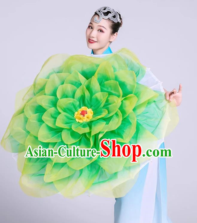 Green Dance Prop Umbrella Peony Flower Umbrella Dance Stage Performance Umbrella Party Performance Opening Dance Stage Hand Held Flower Umbrella