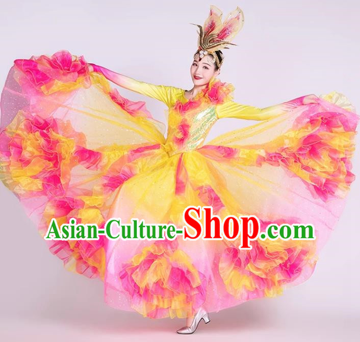 Opening Dance Large Swing Skirt Performance Costume Female Dance Costume Long Skirt Stage Singing And Dancing Dress Stage Costume Performance Costume