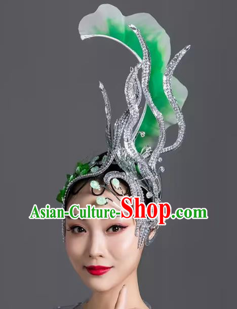 Green Everything Is Like Dance Headwear Blessing The Motherland Dance Performance Headwear Adult Stage Atmosphere High Performance Headwear