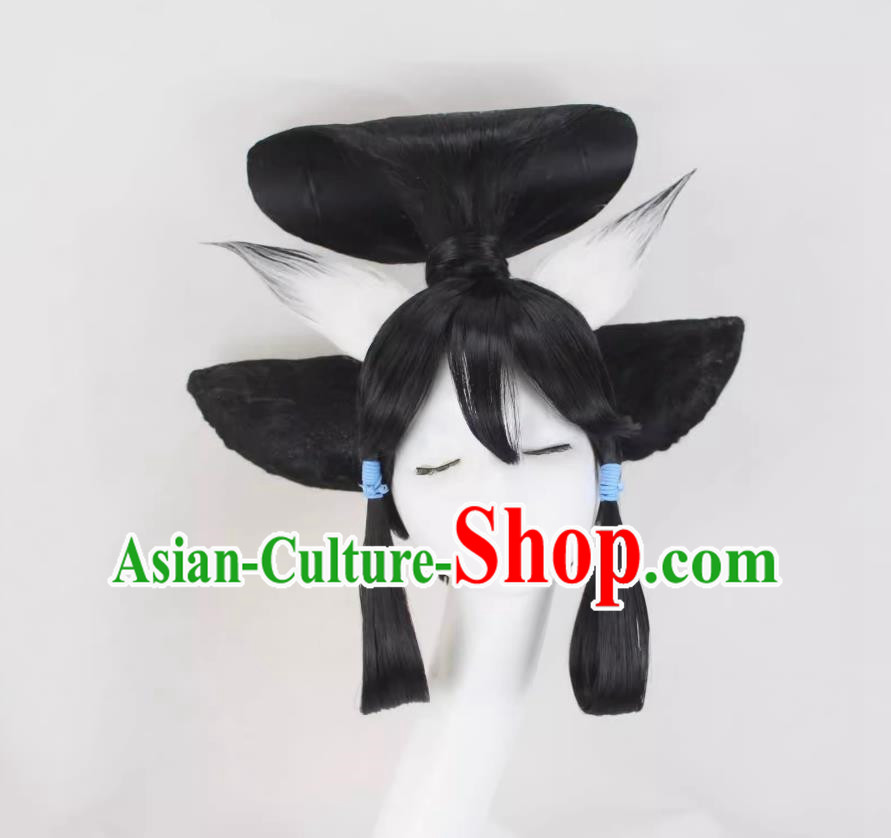 Cosplay Fake Hair COS Tamamo Mae Onmyoji After Awakening Bun Wrap Geisha Ears Custom Wig