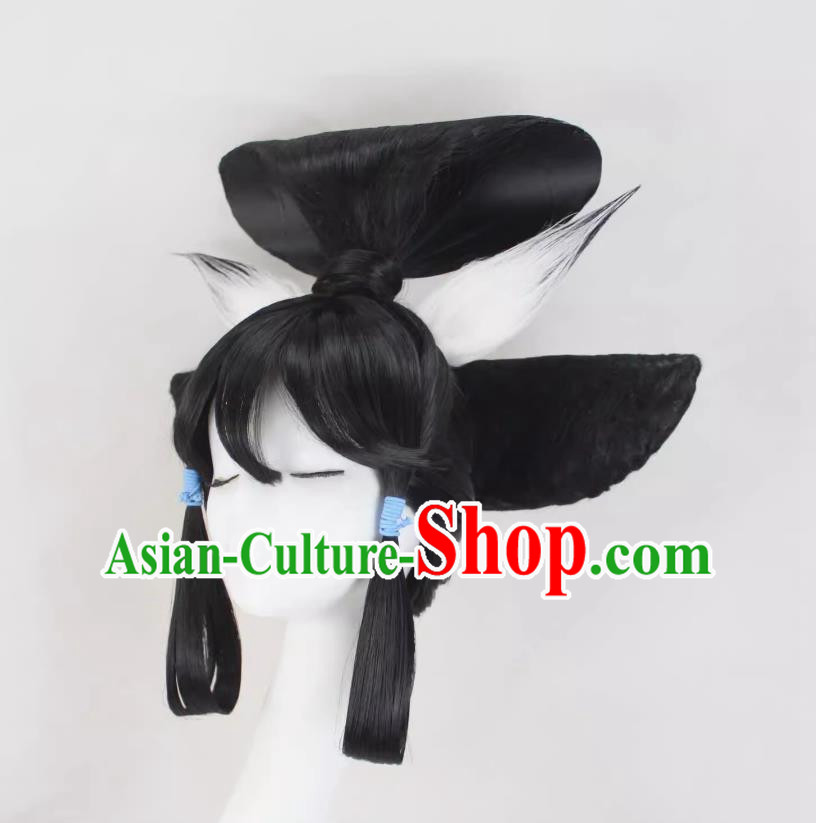 Cosplay Fake Hair COS Tamamo Mae Onmyoji After Awakening Bun Wrap Geisha Ears Custom Wig