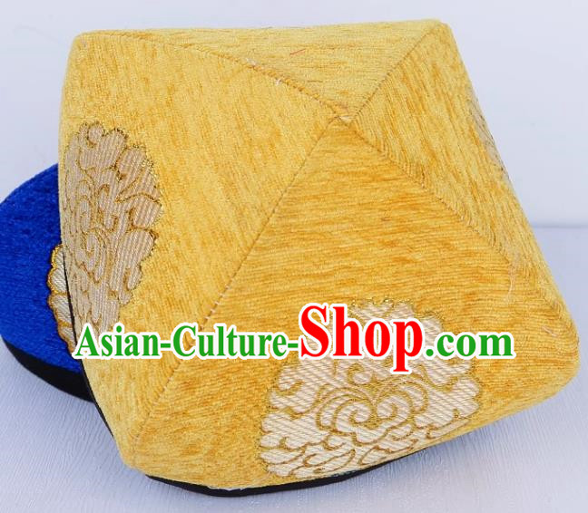 Yellow China Xinjiang Dance Embroidered Flower Hat Men And Women Dance Hat Uyghur Stage Performance Four Corner Hat