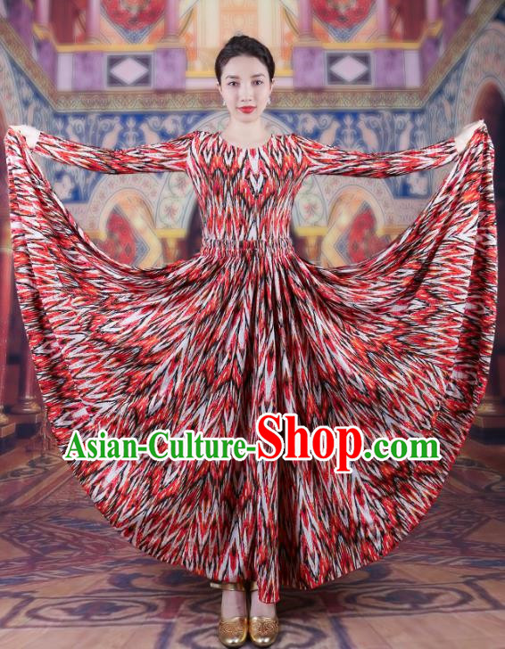 China Xinjiang Adelaide Suit Performance Costume Women China Xinjiang Dance Costume Red Two Piece Set