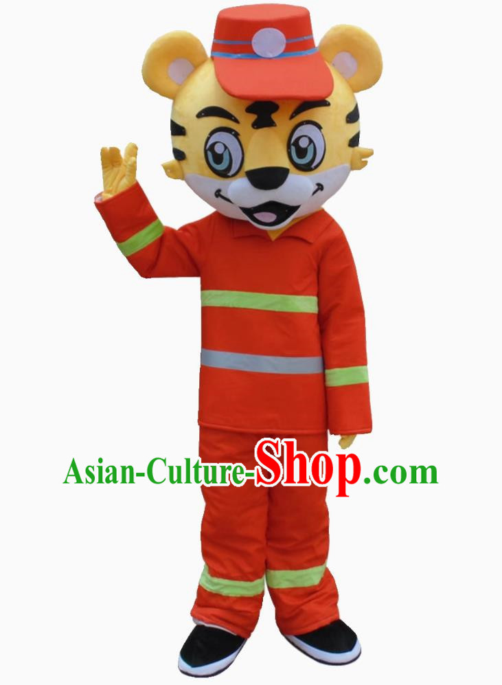 China Forest Fire Prevention Publicity Mascot Huweiwei Doll Costume Tiger Firefighter Doll Suit Walking