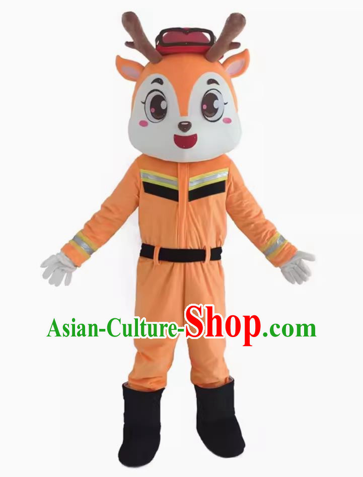 Fireman Deer Police Doll Costume Walking Person Wear Doll Promotional Cartoon Image Doll Outfit