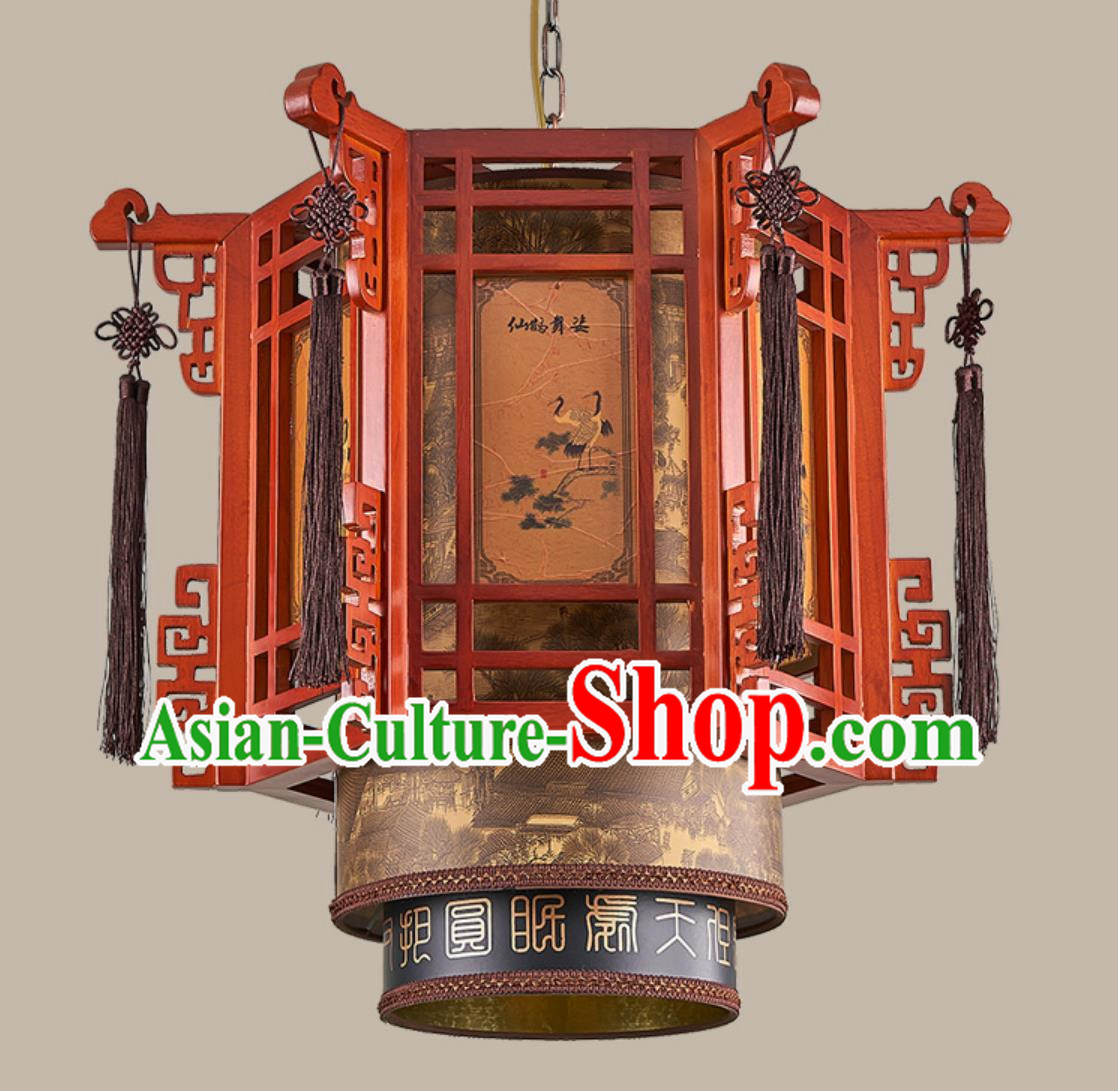 24 Inches Diameter Chinese Antique Lantern Retro Chandelier Solid Wood Sheepskin Lamp Garden Lamp Chinese Style