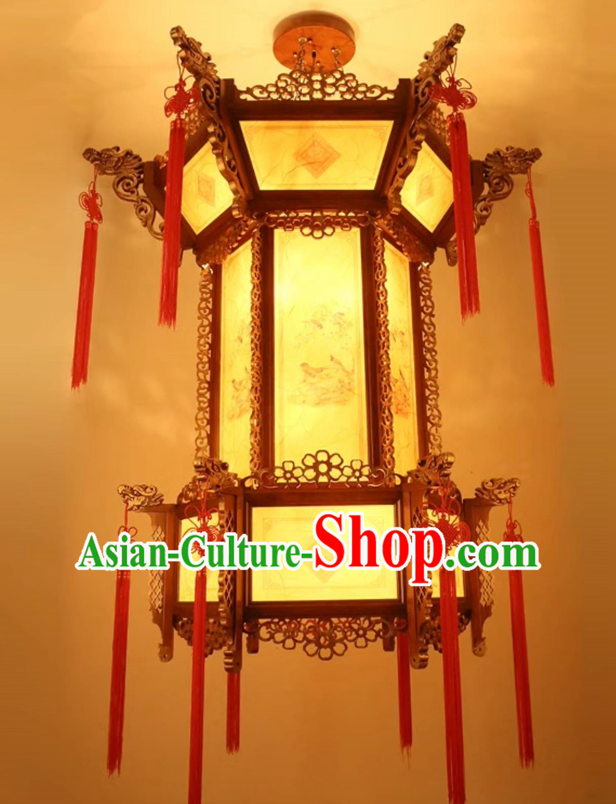 57 Inches Diameter Chinese Antique Lantern Villa Living Room Large Chandelier Classical Solid Wood Hexagonal Faucet Palace Lantern Hotel Chandelier