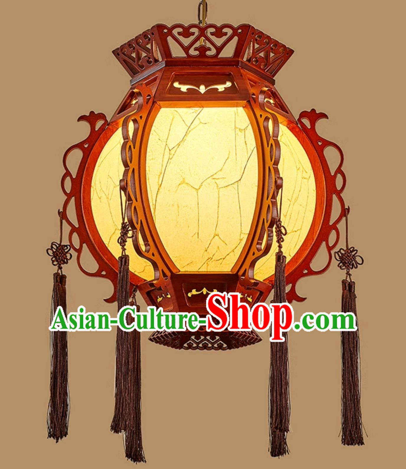 18 Inches Diameter Chinese Lantern Classical Palace Lantern Red Festive Housewarming Balcony Light Solid Wood Corridor Aisle Courtyard Door Chandelier