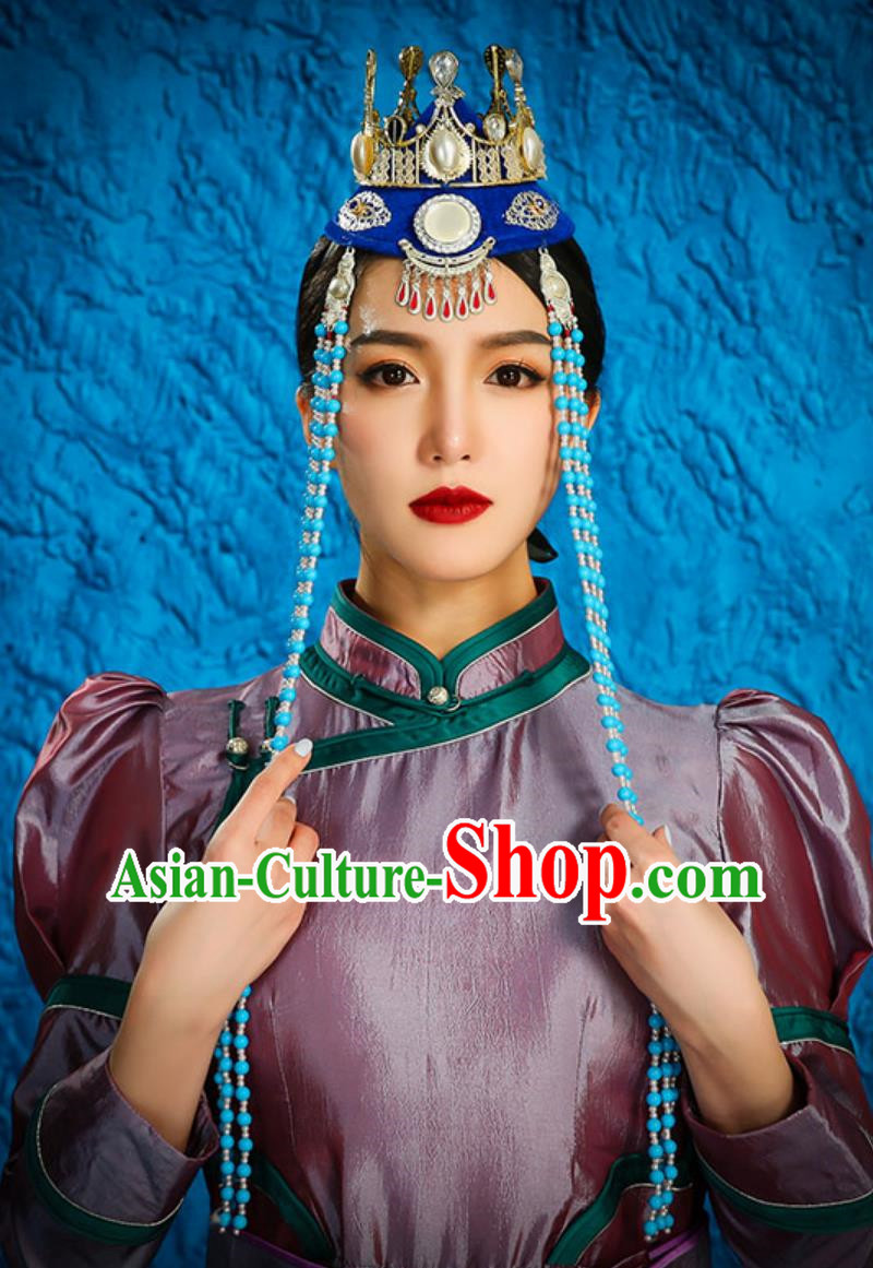 Mongolian Headdress Ethnic Minority Retro Style Women Forehead Necklace Forehead Chain