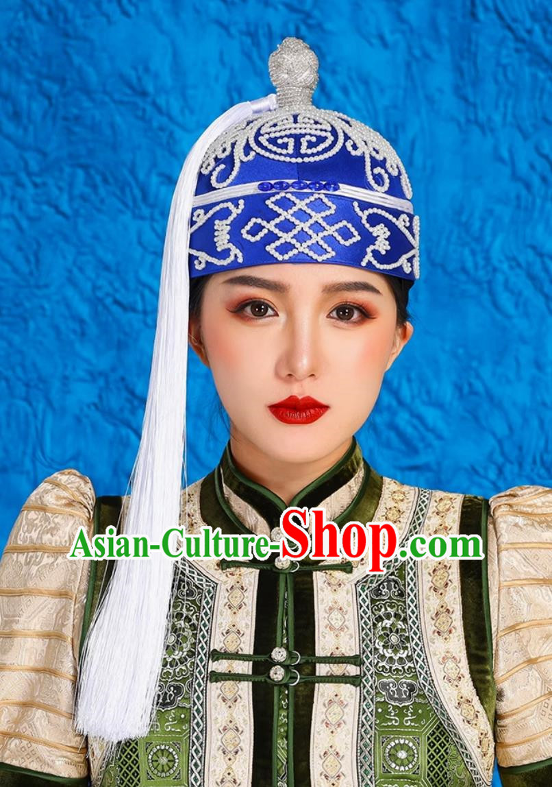 Tassel Landlord Hat Melon Shell Hat Blue Hat With Mongolian Ethnic Characteristics