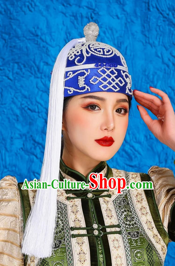 Tassel Landlord Hat Melon Shell Hat Blue Hat With Mongolian Ethnic Characteristics