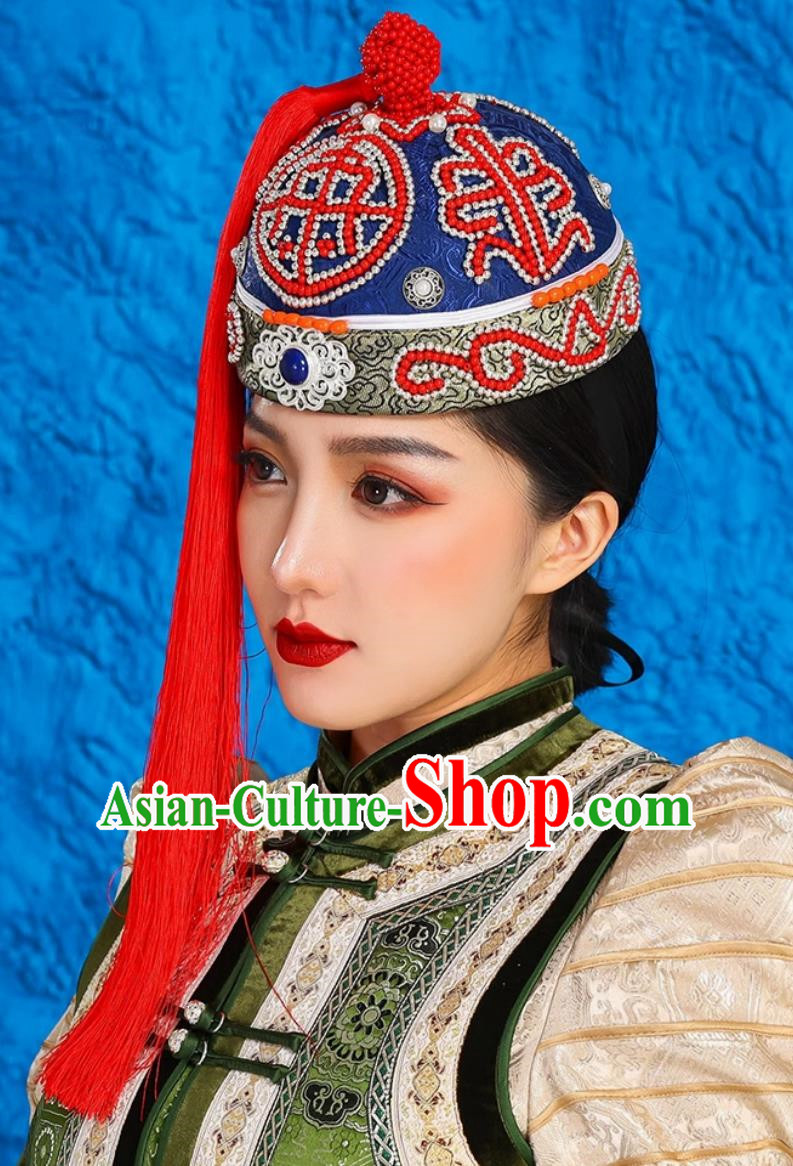 Tassel Landlord Hat Melon Shell Hat Red Hat With Mongolian Ethnic Characteristics