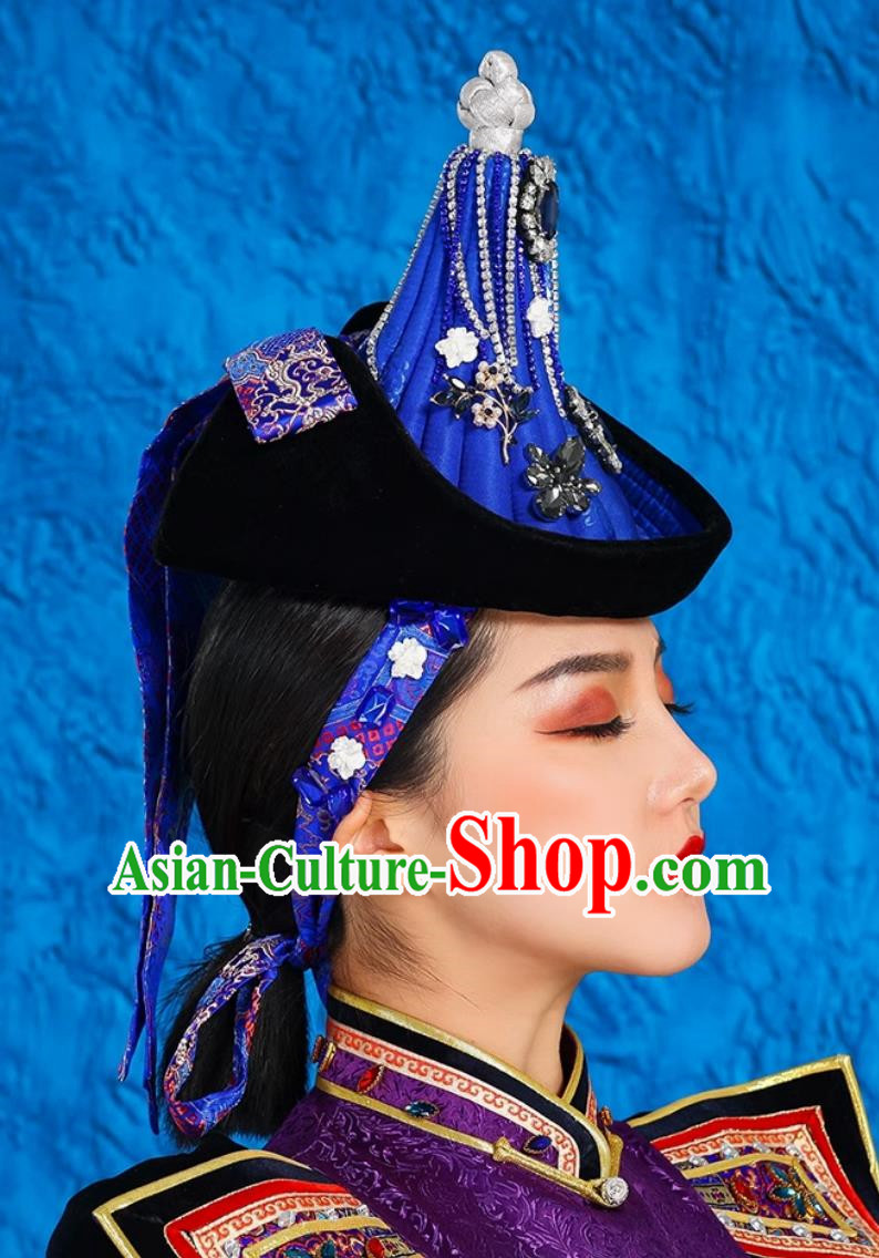 Mongolian Lady Pointed Hat High End Ethnic Minority Style Performance Stage Bridal Headwear